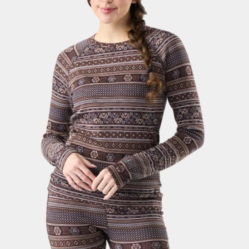 Smartwool Women's Classic Thermal Merino Base Layer Crew Mocha Fair Isle Size S